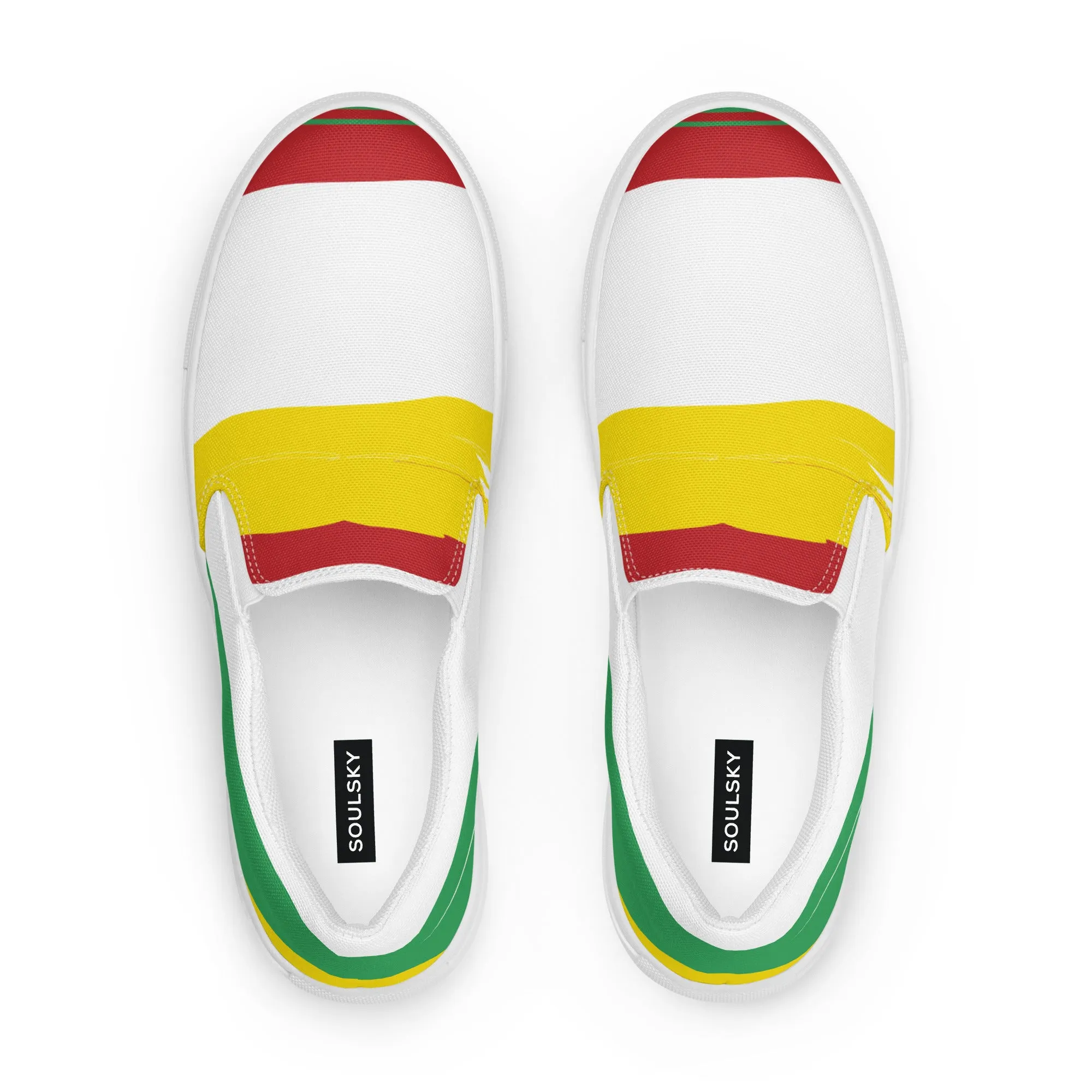 AFRICA STRIPES Men’s Slip-On Canvas Shoes (White)