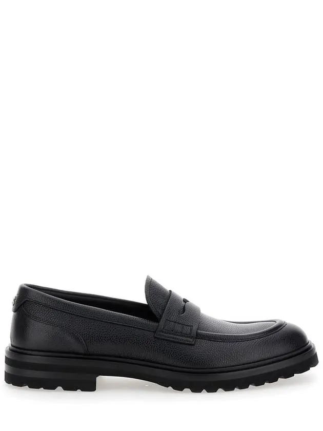 'Altavilla' Black Loafers With Dg Logo On The Heel In Brushed Leather Man