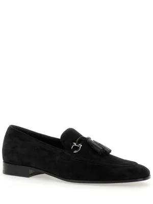 'Besile 2' Black Loafers With Gancini And Cord Detail In Suede Man