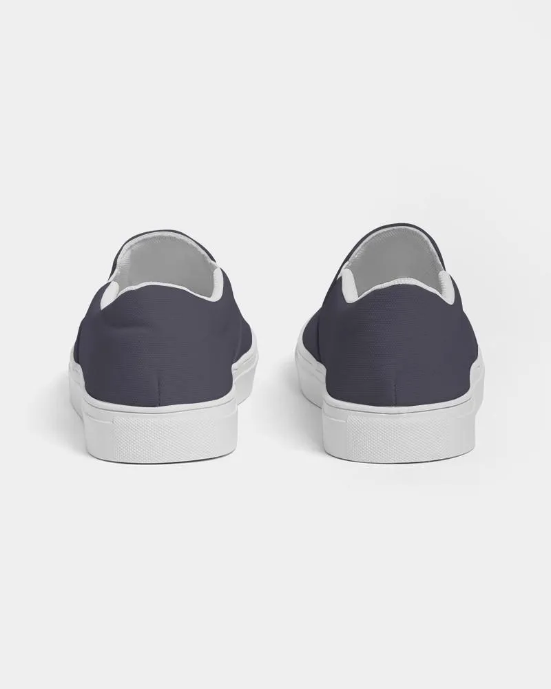 Dark Blue Gray Slip-On Canvas Sneakers | Women's | Dark Pale Pastel Blue Gray | C30M30Y0K80