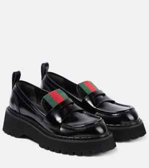 Gucci Web Stripe leather loafers