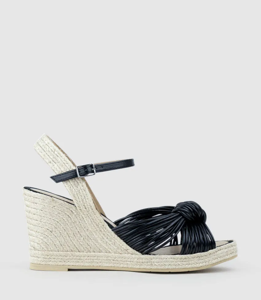 MALANI Strappy Knot Espadrille in Black