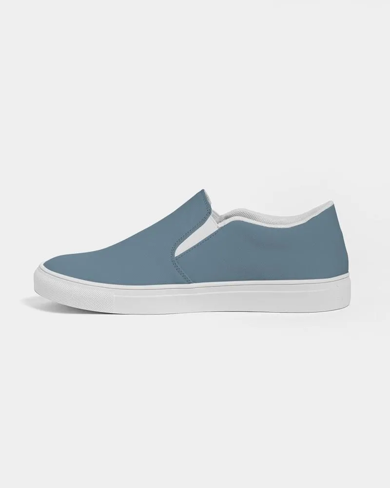 Medium Dark Cyan Slip-On Canvas Sneakers | Women's | Medium Dark Pale Pastel Cyan | C30M0Y0K60