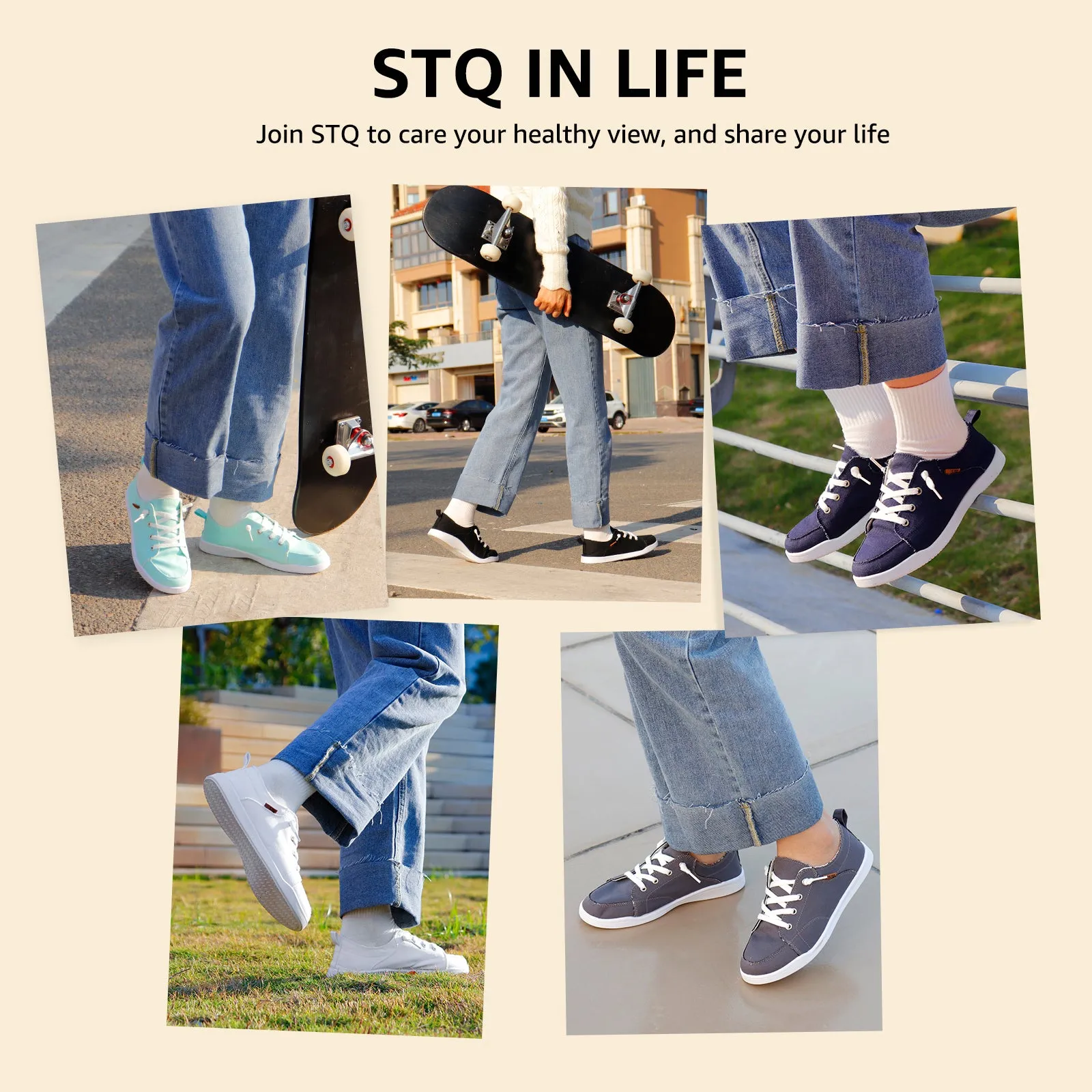 STQ Slip on Sneakers for Women Casual Canvas Shoes Machine Washable